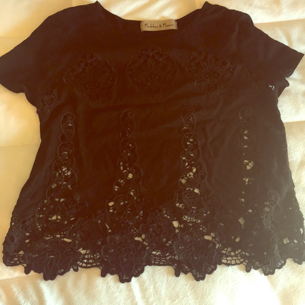 Madeline and Monroe black detail top
